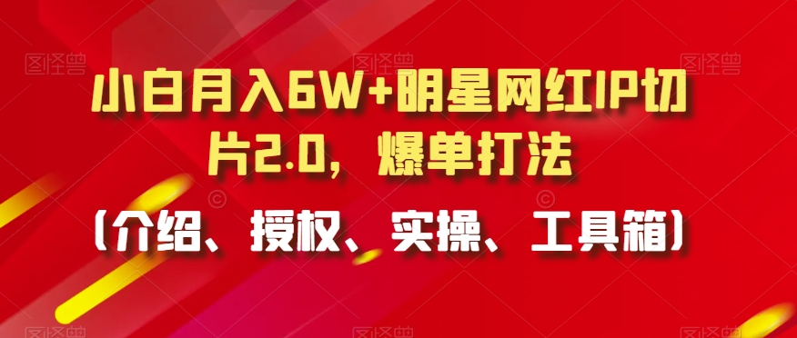 小白月入6W+明星网红IP切片2.0，爆单打法（介绍、授权、实操、工具箱）【揭秘】-锦年学吧