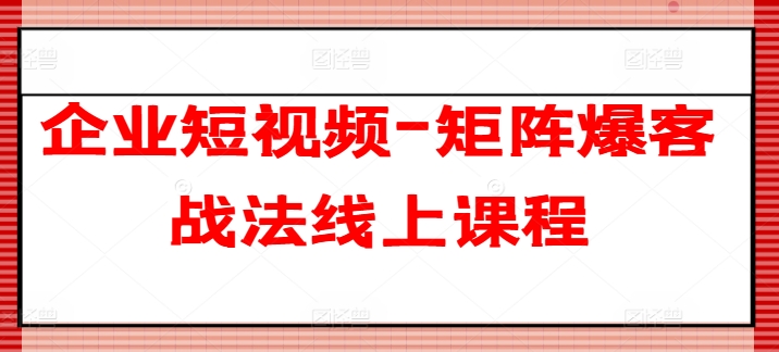 企业短视频-矩阵爆客战法线上课程-锦年学吧