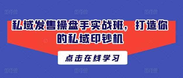 私域发售操盘手实战班，打造你的私域印钞机-锦年学吧