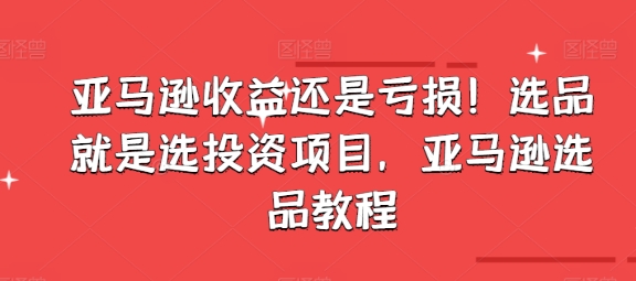 亚马逊收益还是亏损！选品就是选投资项目，亚马逊选品教程-锦年学吧