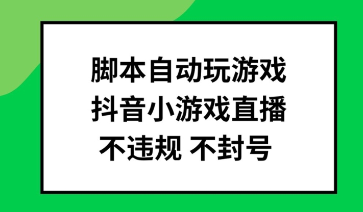 脚本自动玩游戏，抖音小游戏直播，不违规不封号可批量做【揭秘】-锦年学吧