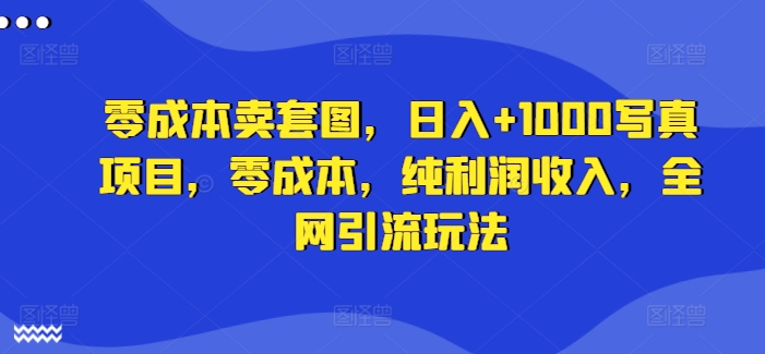 零成本卖套图，日入+1000写真项目，零成本，纯利润收入，全网引流玩法-锦年学吧