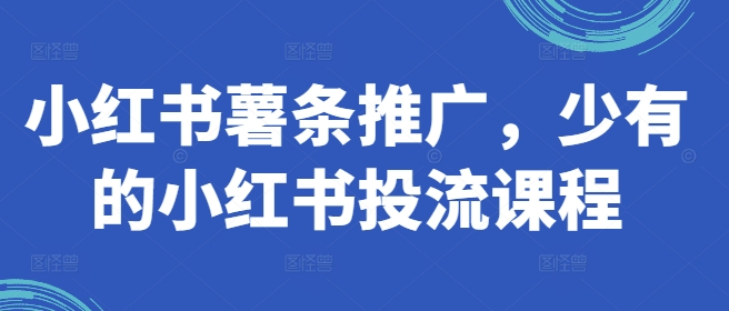 小红书薯条推广，少有的小红书投流课程-锦年学吧