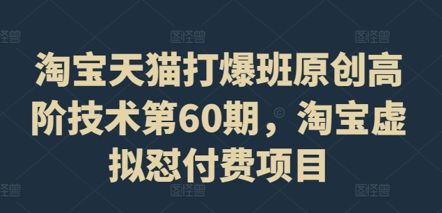 淘宝天猫打爆班原创高阶技术第60期，淘宝虚拟怼付费项目-锦年学吧