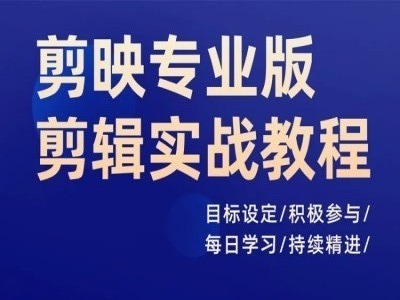 剪映专业版剪辑实战教程，目标设定/积极参与/每日学习/持续精进-锦年学吧