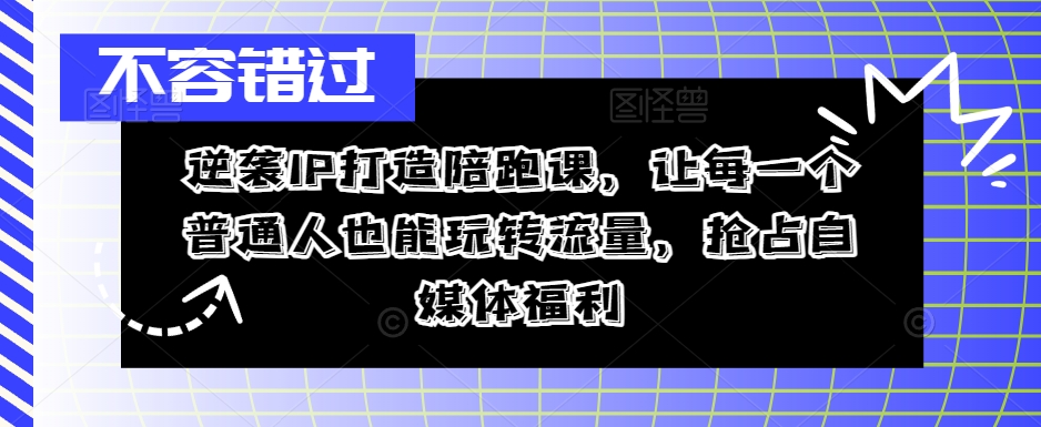 逆袭IP打造陪跑课，让每一个普通人也能玩转流量，抢占自媒体福利-锦年学吧