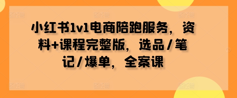 小红书1v1电商陪跑服务，资料+课程完整版，选品/笔记/爆单，全案课-锦年学吧