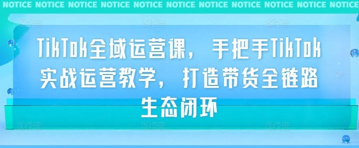 TikTok全域运营课，手把手TikTok实战运营教学，打造带货全链路生态闭环-锦年学吧