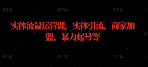 实体流量运营课，实体引流、商家加盟、暴力起号等-锦年学吧