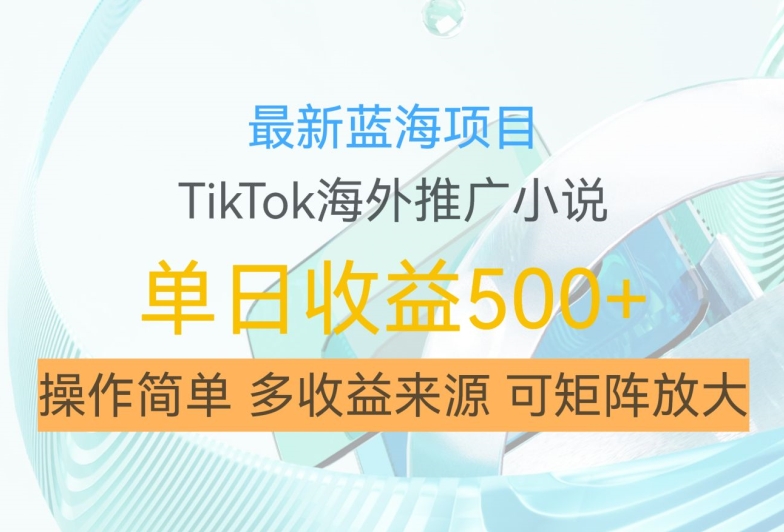 最新蓝海项目，利用tiktok海外推广小说赚钱佣金，简单易学，日入500+，可矩阵放大【揭秘】-锦年学吧