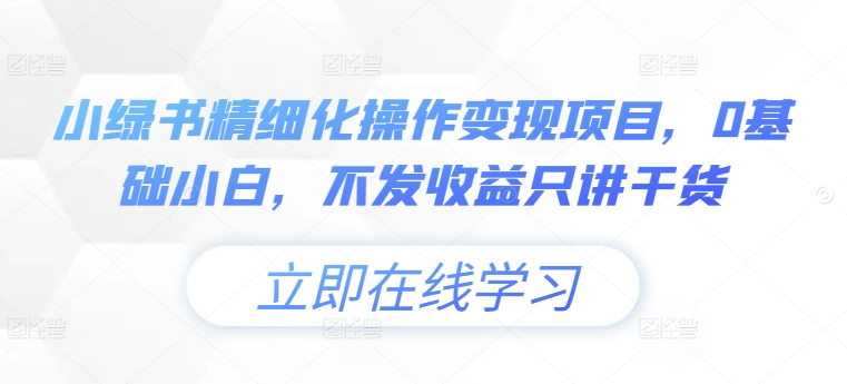 小绿书精细化操作变现项目，0基础小白，不发收益只讲干货-锦年学吧