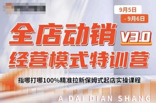 全店动销经营模式特训营，指哪打哪100%精准拉新保姆式起店实操课程-锦年学吧