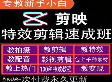 剪映特效教程和运营变现教程，特效剪辑速成班，专教新手小白-锦年学吧