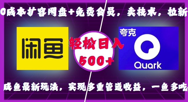 0成本扩容网盘+免费会员，卖技术，拉新，咸鱼最新玩法，实现多重管道收益，一鱼多吃，轻松日入500+-锦年学吧