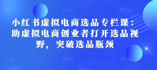 小红书虚拟电商选品专栏课：助虚拟电商创业者打开选品视野，突破选品瓶颈-锦年学吧