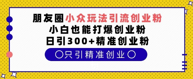 朋友圈小众玩法引流创业粉，小白也能打爆创业粉，日引300+精准创业粉【揭秘】-锦年学吧