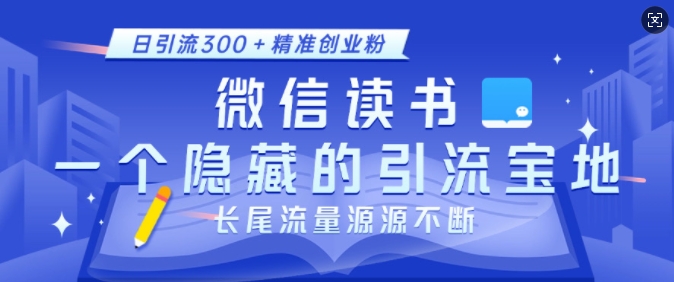 微信读书，一个隐藏的引流宝地，不为人知的小众打法，日引流300+精准创业粉，长尾流量源源不断-锦年学吧